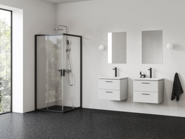 Dušo kabina Ravak Blix II NBLRV2-90 juodu profiliu, skaidriu stiklu 